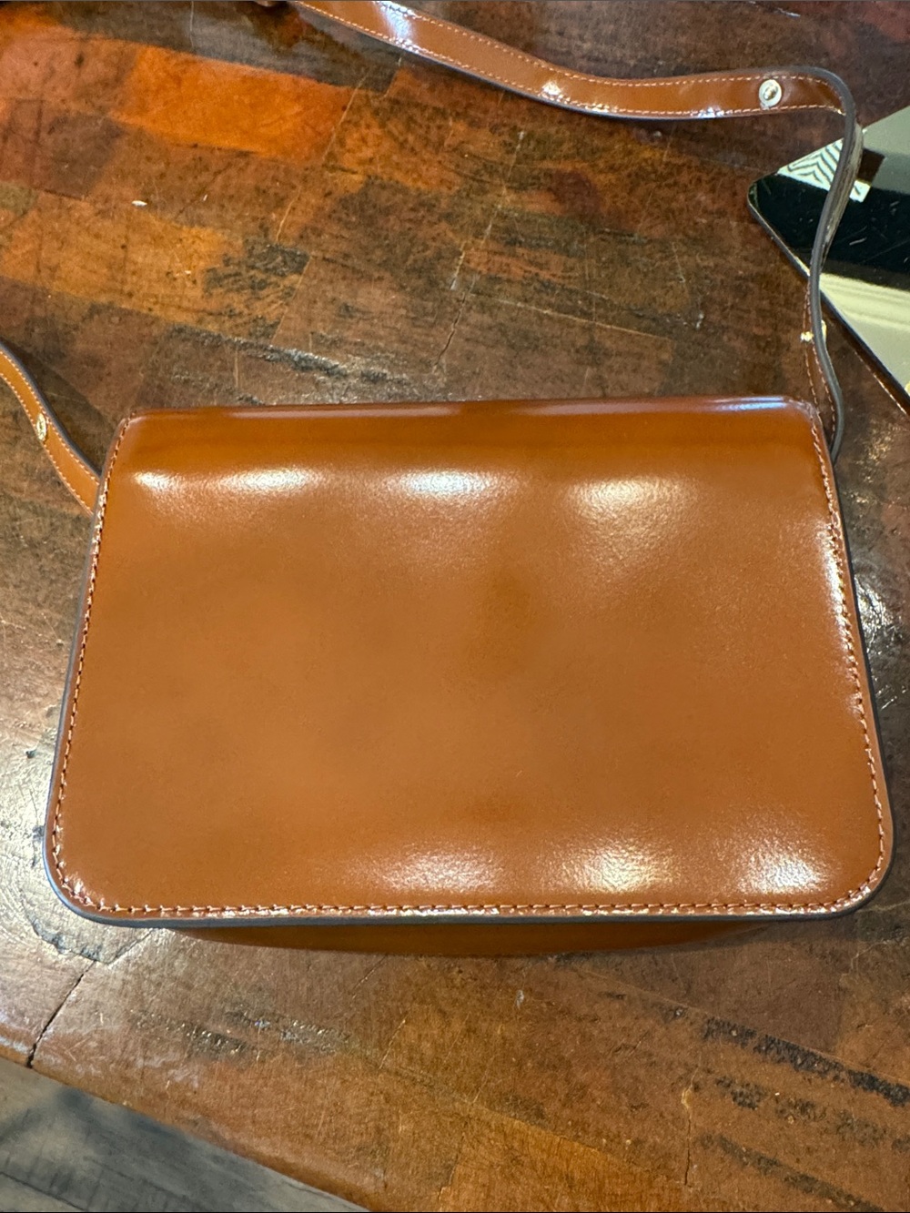 Tory Burch Saddle Brown Leather Crossbody with Gold Logo - Picture 4 of 11